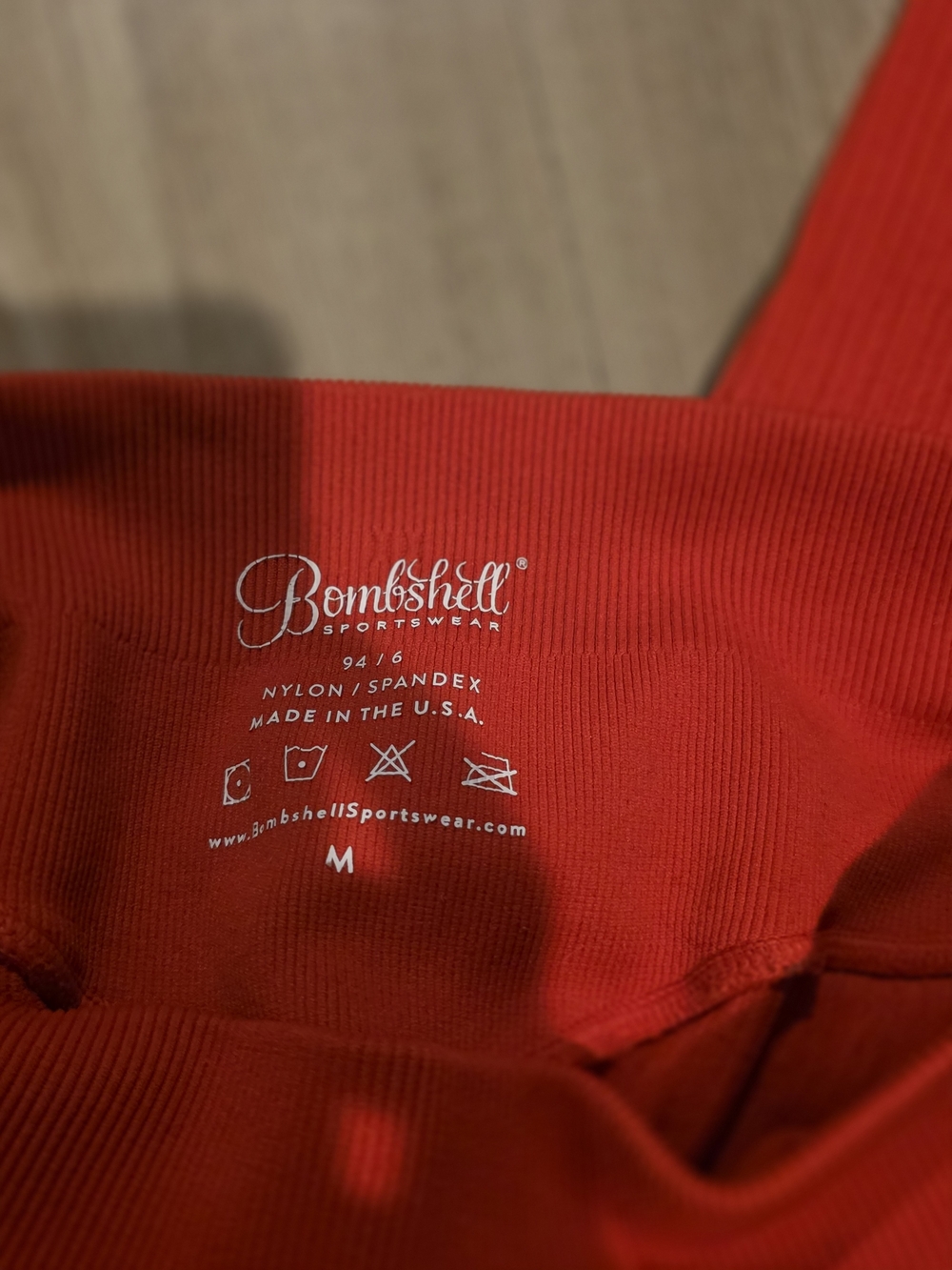 Bombshell Sportswear Red Ribbed Leggings - Picture 3 of 4